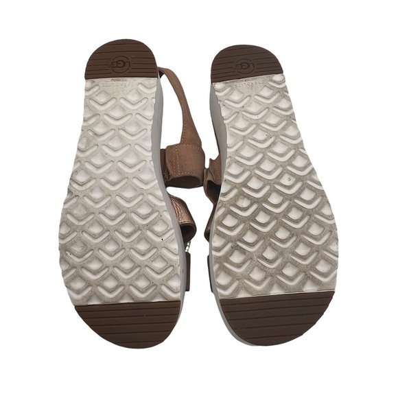 UGG Braelynn Metallic Gold Leather Platform Strappy Sandals Size 6 Women's - Picture 9 of 9